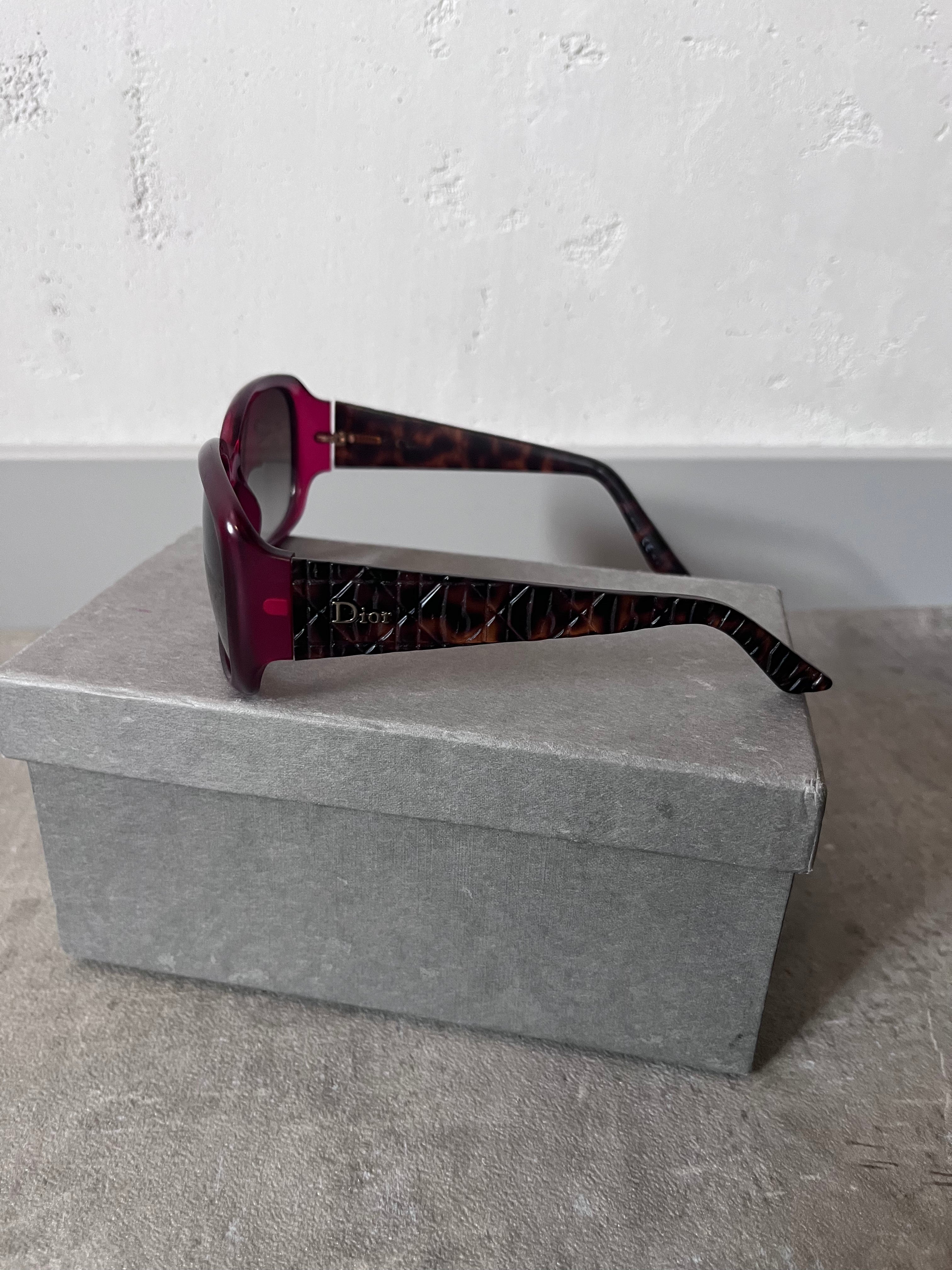 Christian Dior Frisson 2 Cannage Sunglasses Red Brown Women