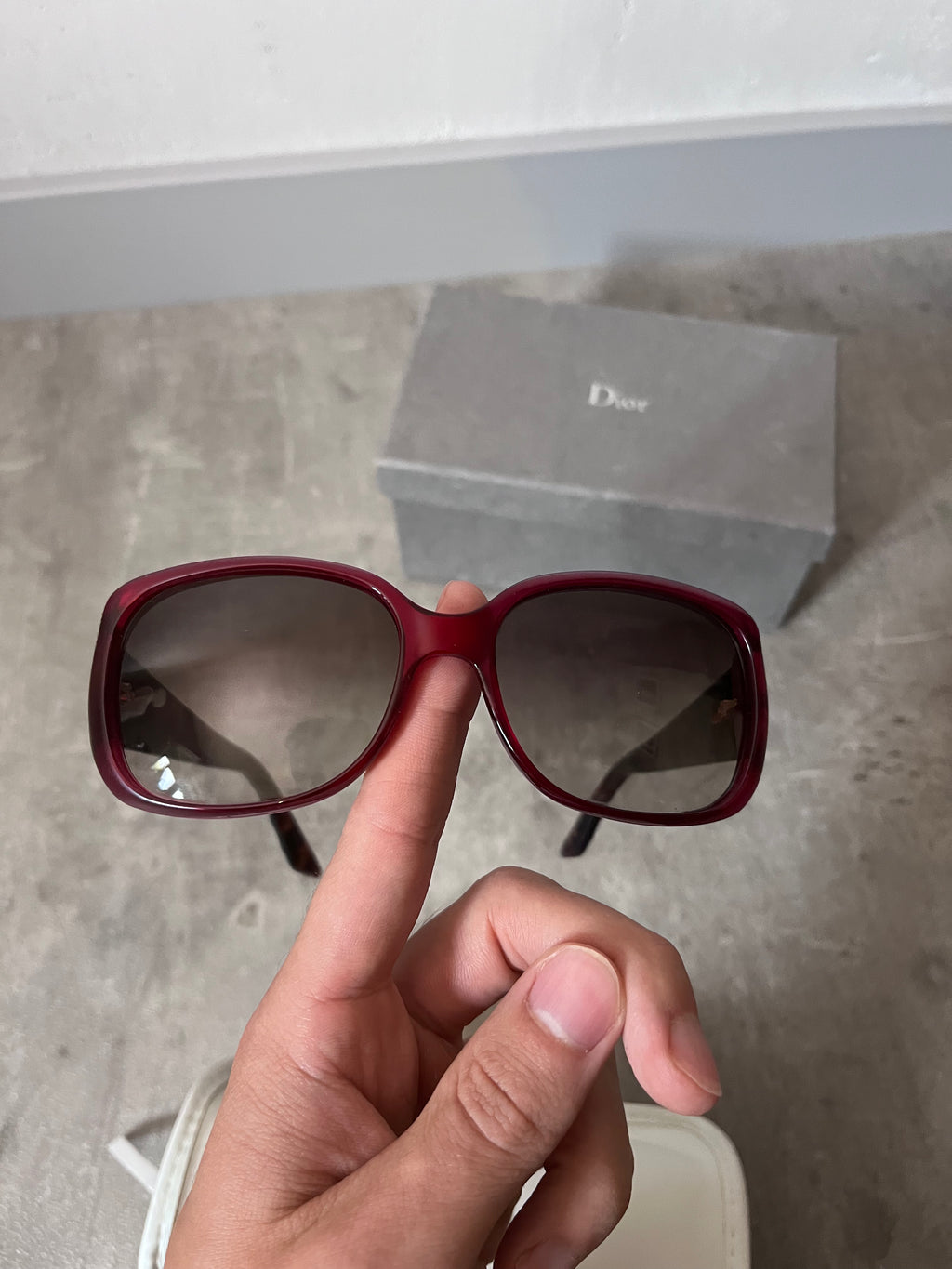 Christian Dior Frisson 2 Cannage Sunglasses Red Brown Women