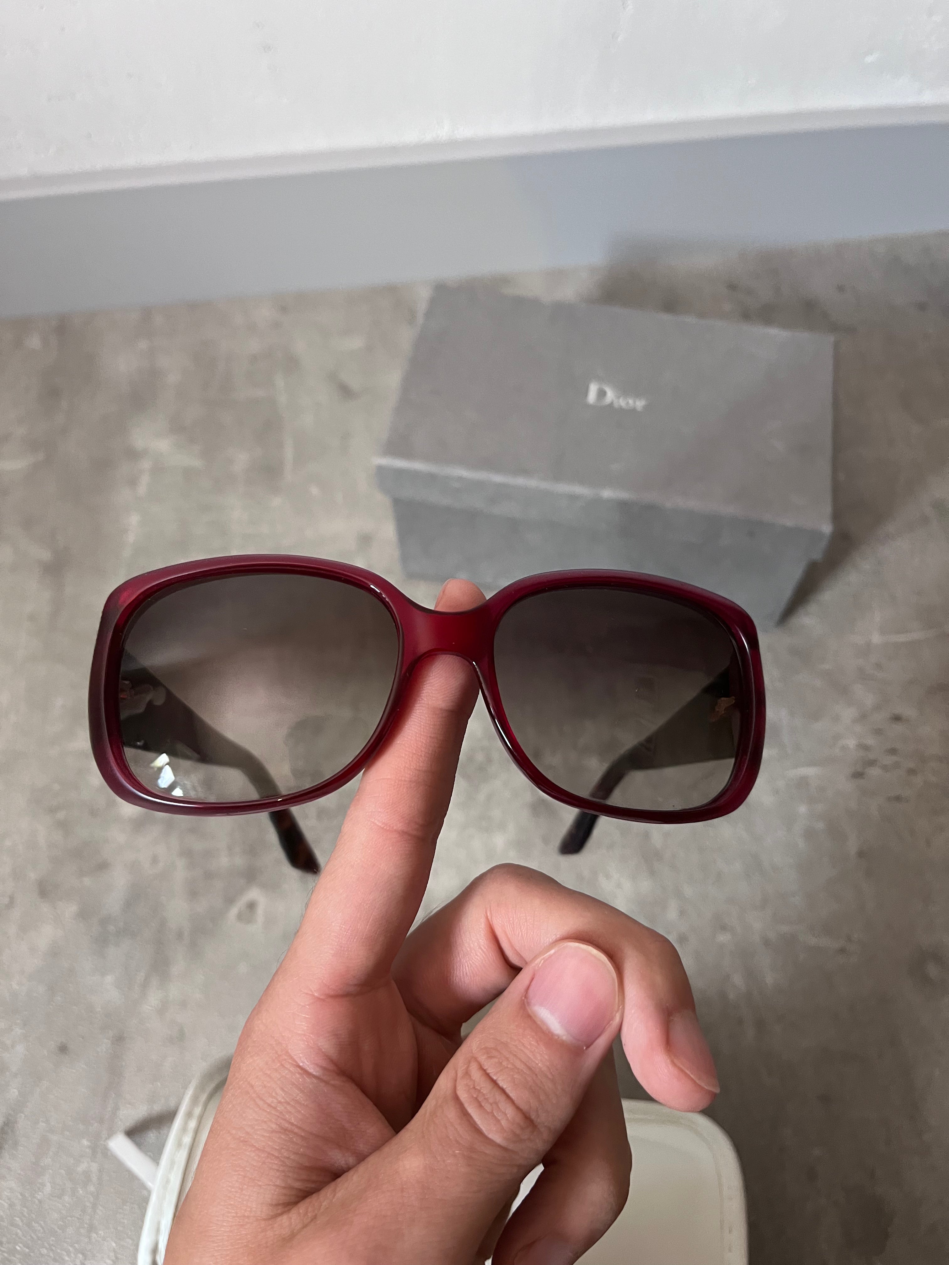 Christian Dior Frisson 2 Cannage Sunglasses Red Brown Women