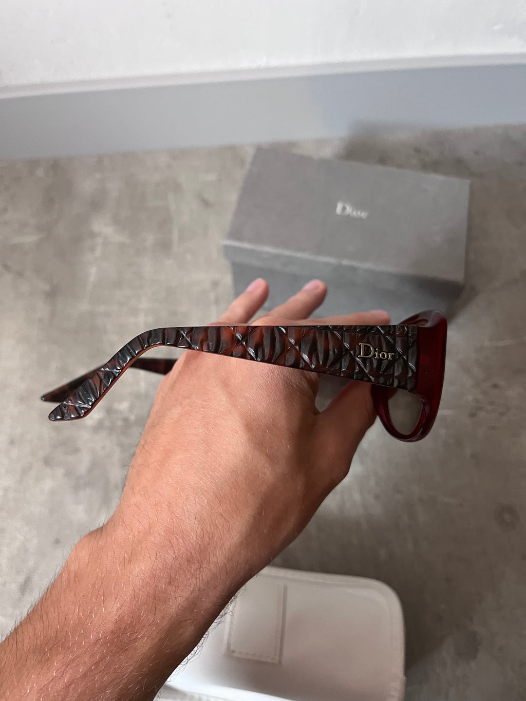 Christian Dior Frisson 2 Cannage Sunglasses Red Brown Women