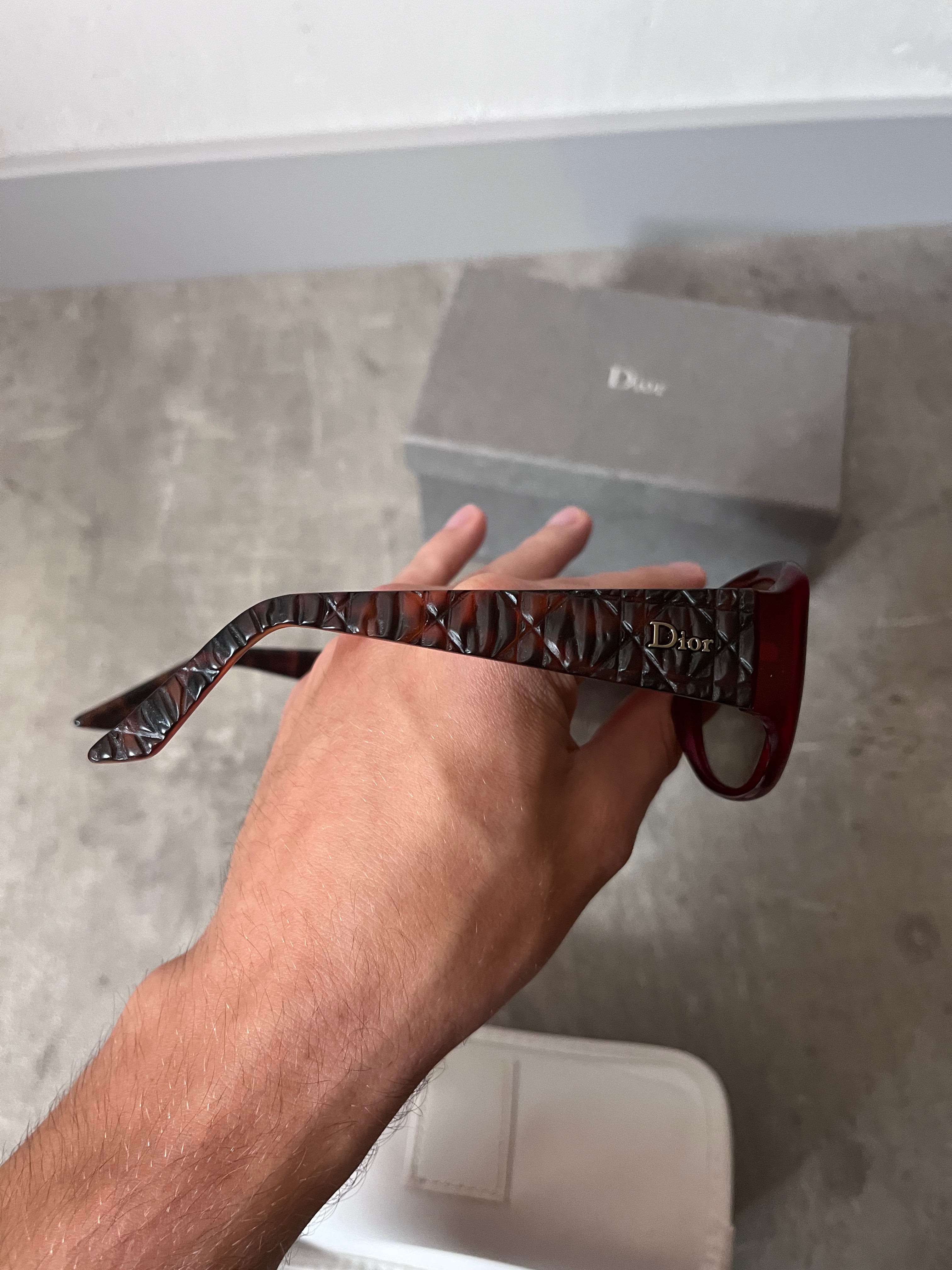 Christian Dior Frisson 2 Cannage Sunglasses Red Brown Women