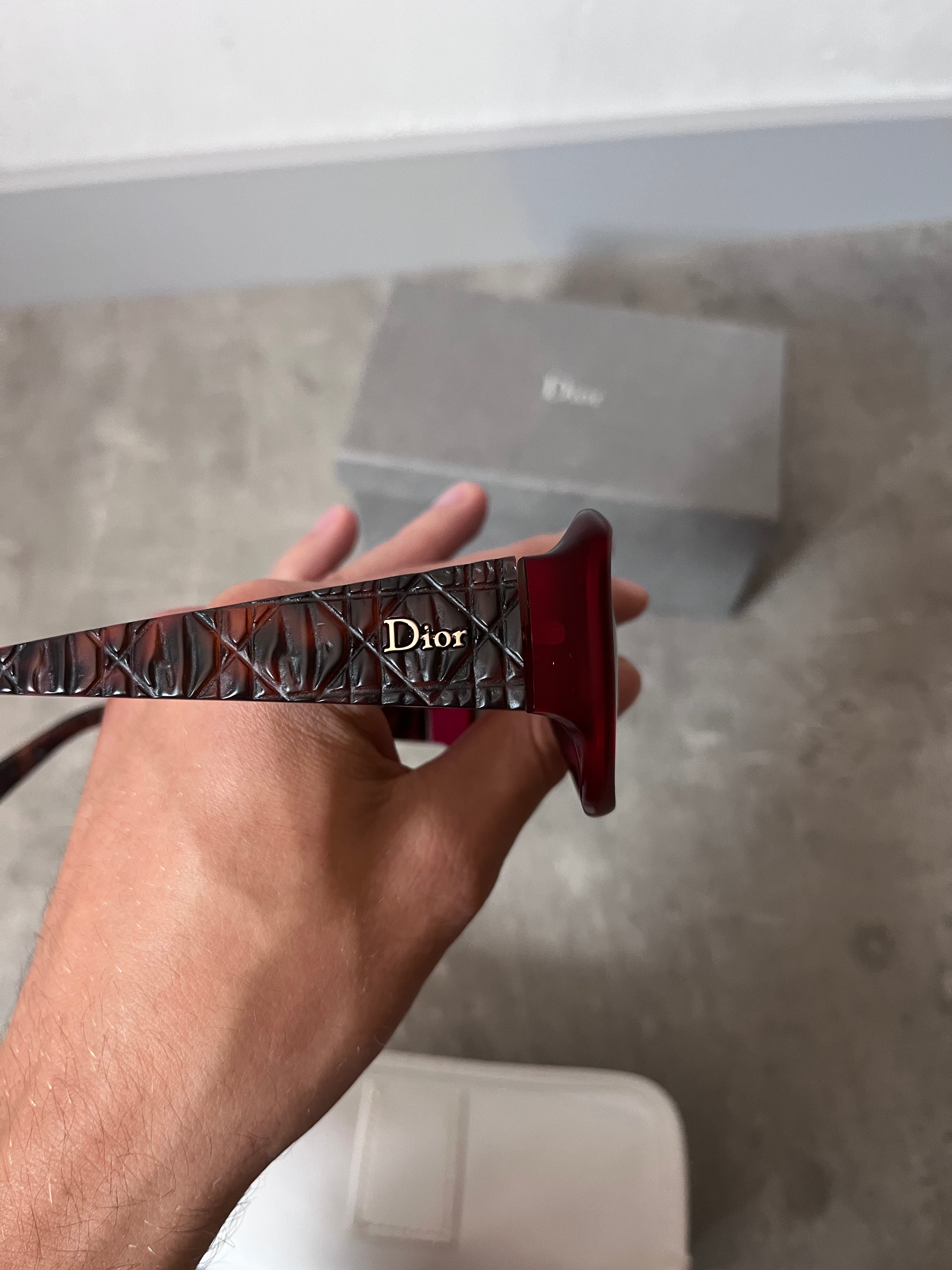 Christian Dior Frisson 2 Cannage Sunglasses Red Brown Women