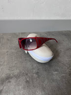 2000s Dolce & Gabbana 8009 Crystal Logo Sunglasses Red Unisex