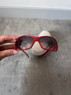 2000s Dolce & Gabbana 8009 Crystal Logo Sunglasses Red Unisex