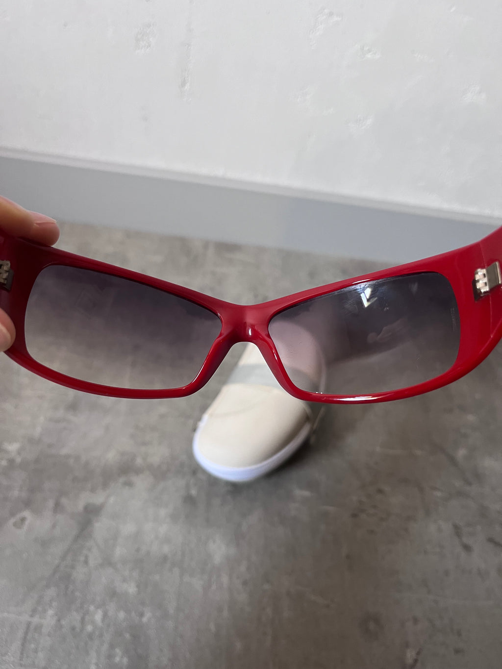 2000s Dolce & Gabbana 8009 Crystal Logo Sunglasses Red Unisex