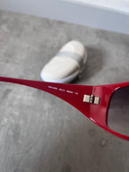 2000s Dolce & Gabbana 8009 Crystal Logo Sunglasses Red Unisex