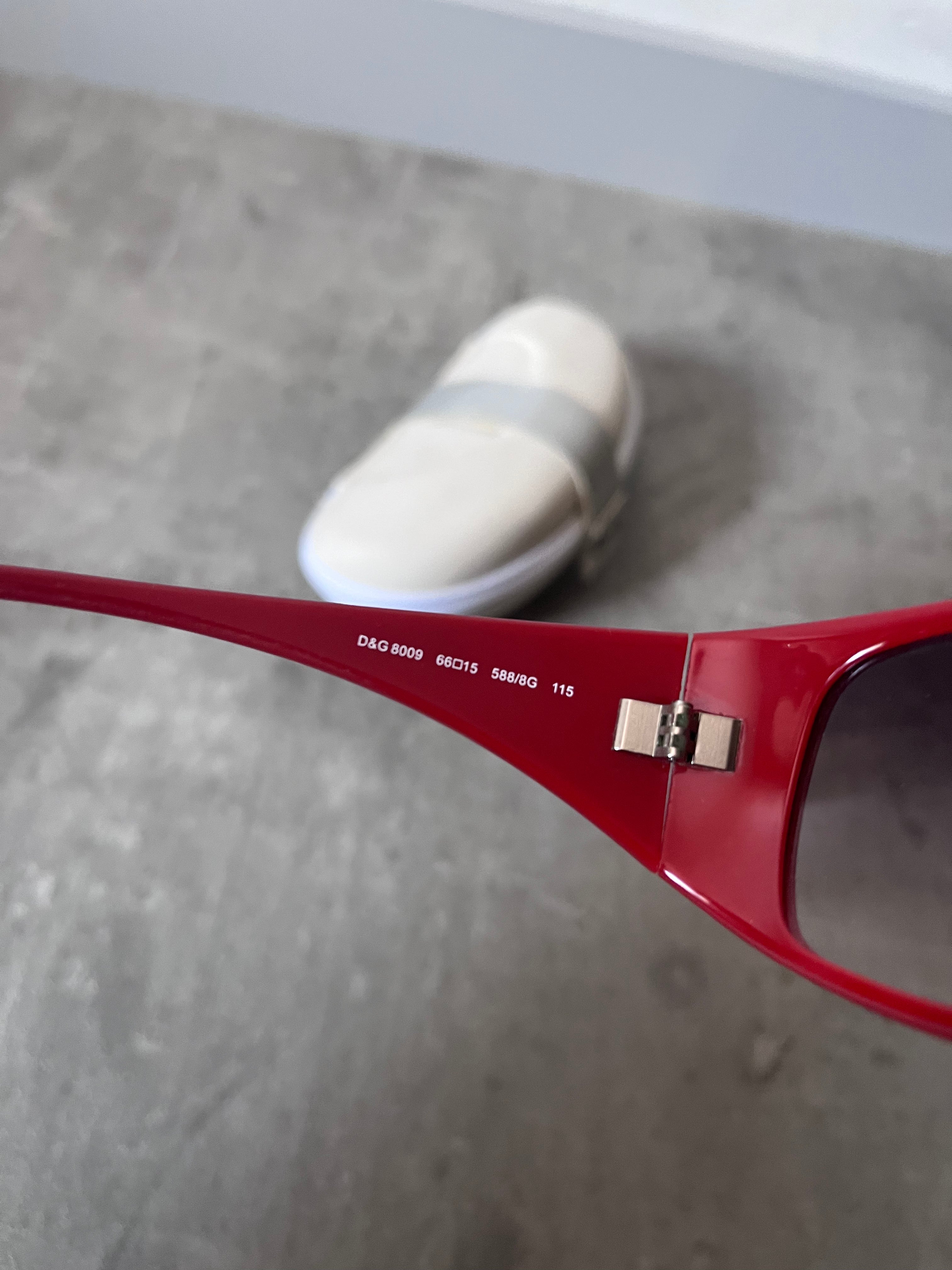 2000s Dolce & Gabbana 8009 Crystal Logo Sunglasses Red Unisex