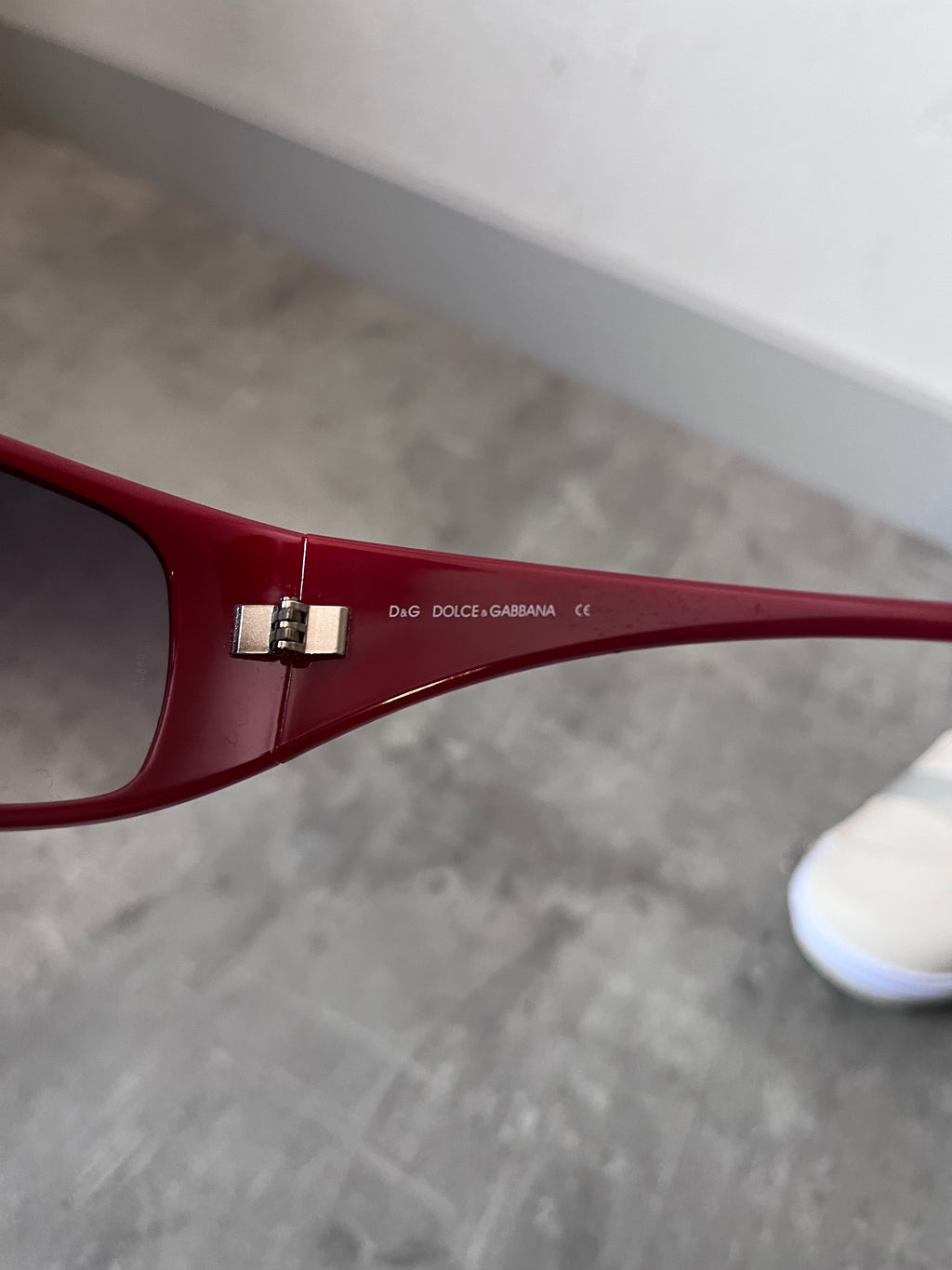 2000s Dolce & Gabbana 8009 Crystal Logo Sunglasses Red Unisex