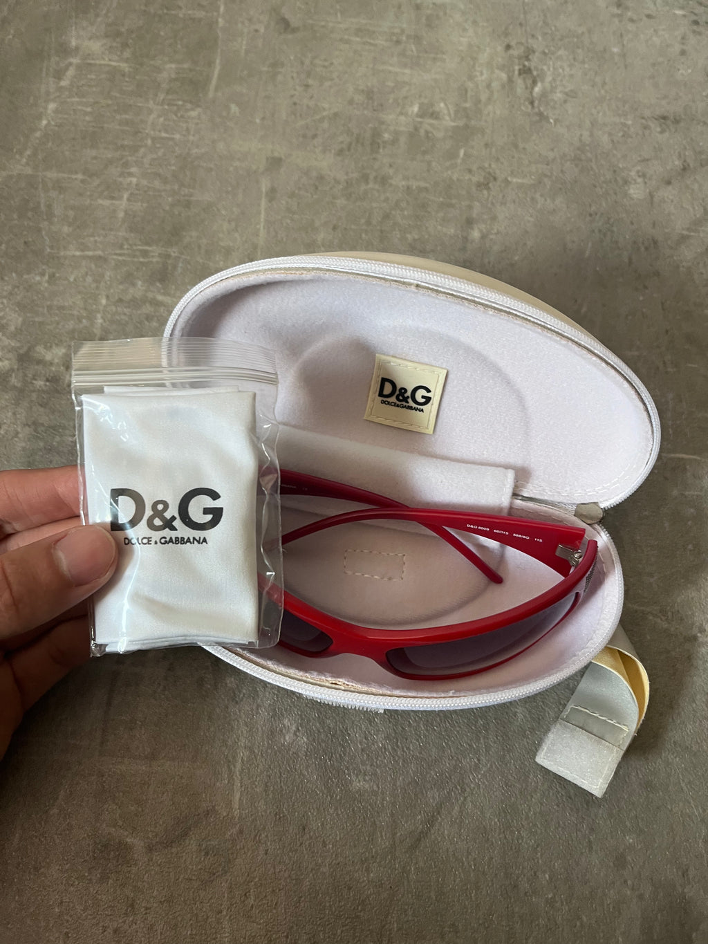 2000s Dolce & Gabbana 8009 Crystal Logo Sunglasses Red Unisex