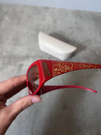2000s Jean Paul Gaultier SJP500 Hawaiian Print Sunglasses Red Unisex