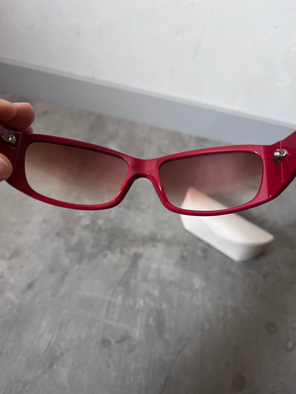2000s Jean Paul Gaultier SJP500 Hawaiian Print Sunglasses Red Unisex