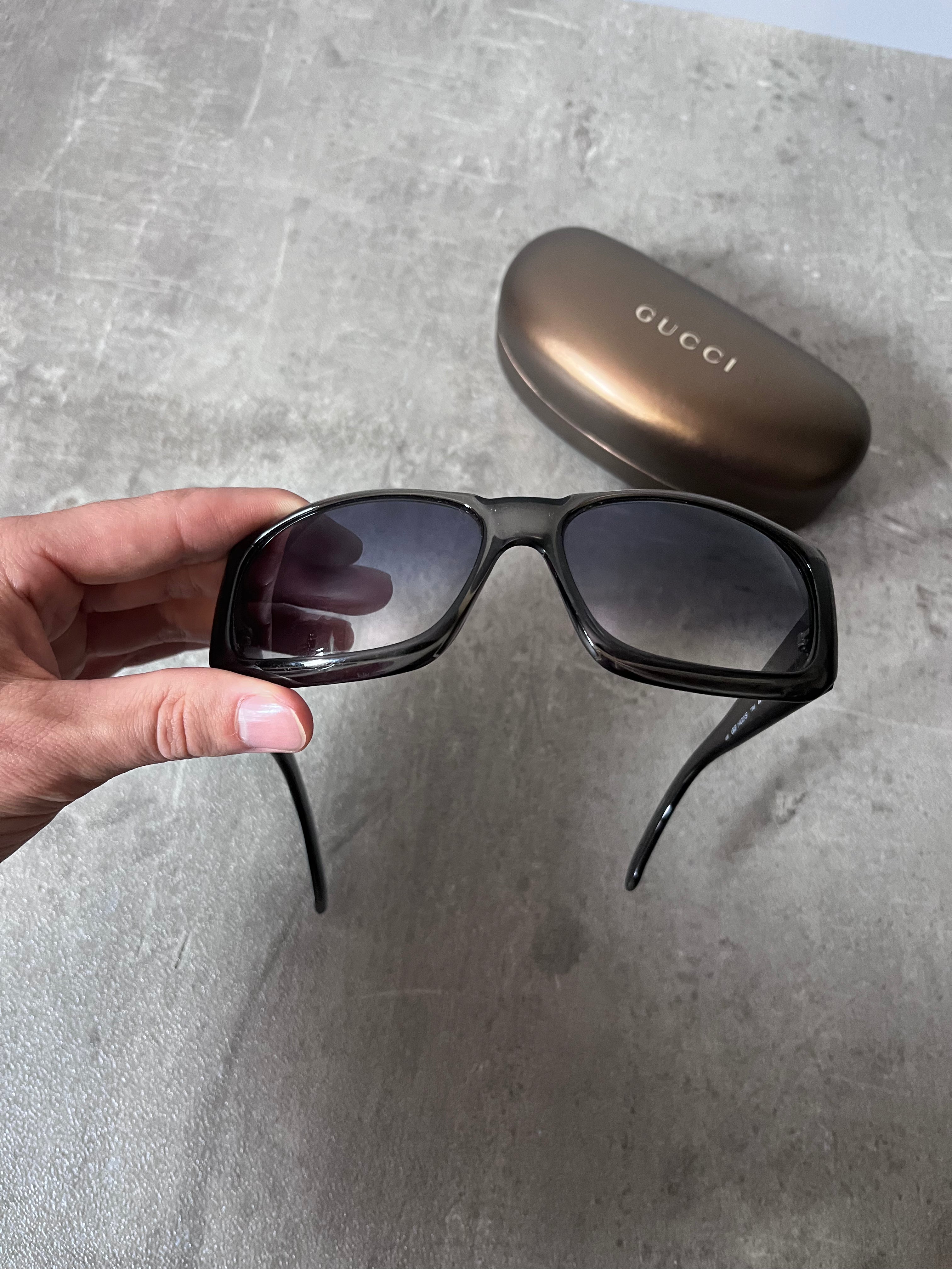 Gucci GG 1402/S Side Logo Sunglasses Grey Green Unisex