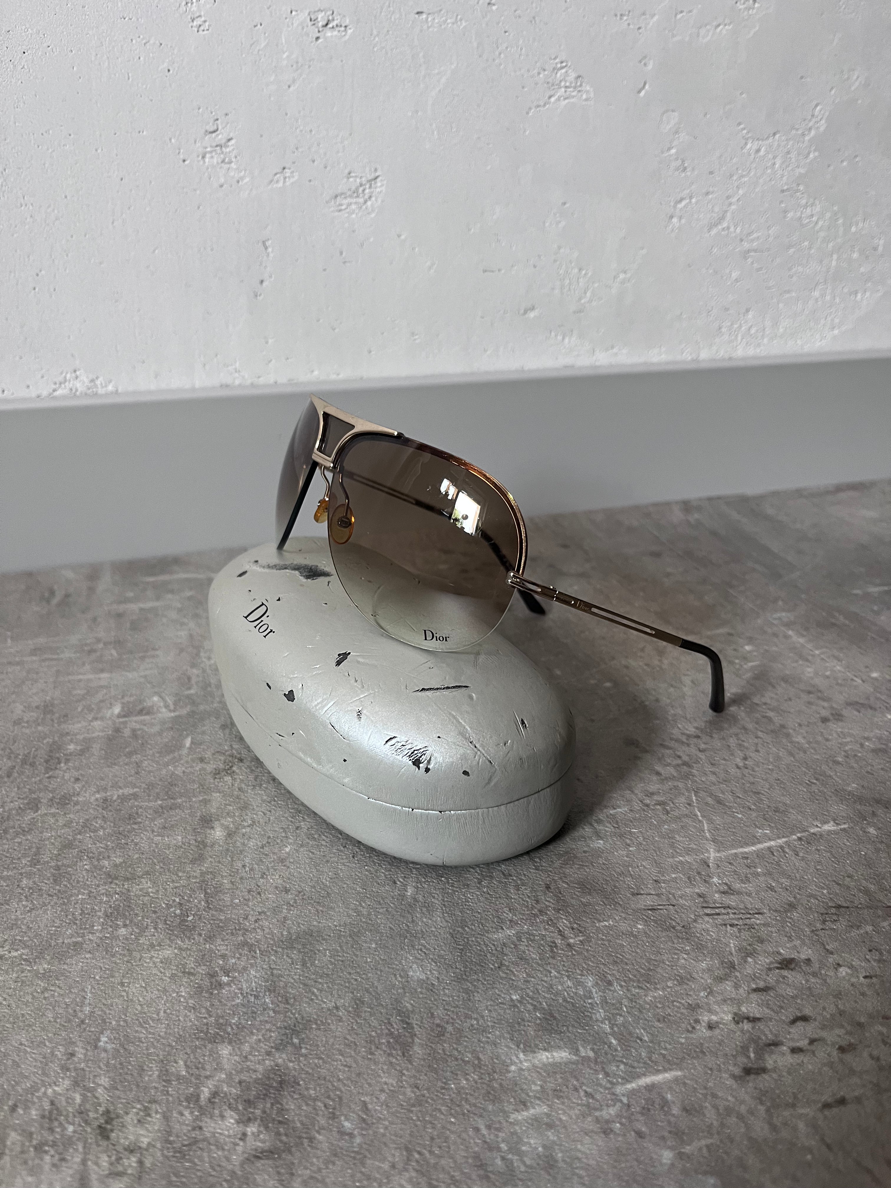 2000s Christian Dior 6LBUB 2 by John Galliano Oversized Sunglasses Gold Unisex