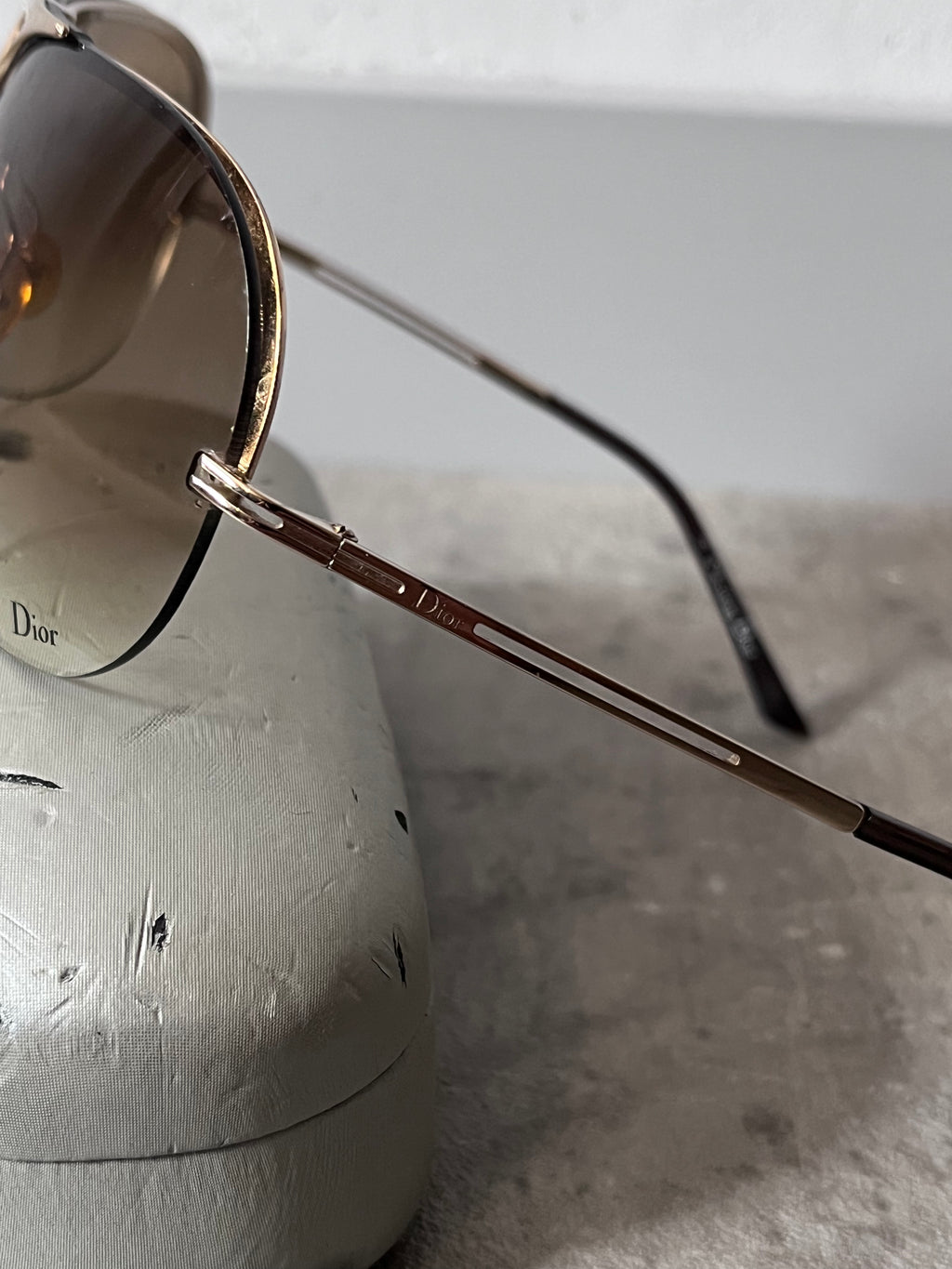 2000s Christian Dior 6LBUB 2 by John Galliano Oversized Sunglasses Gold Unisex