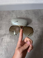 2000s Christian Dior 6LBUB 2 by John Galliano Oversized Sunglasses Gold Unisex