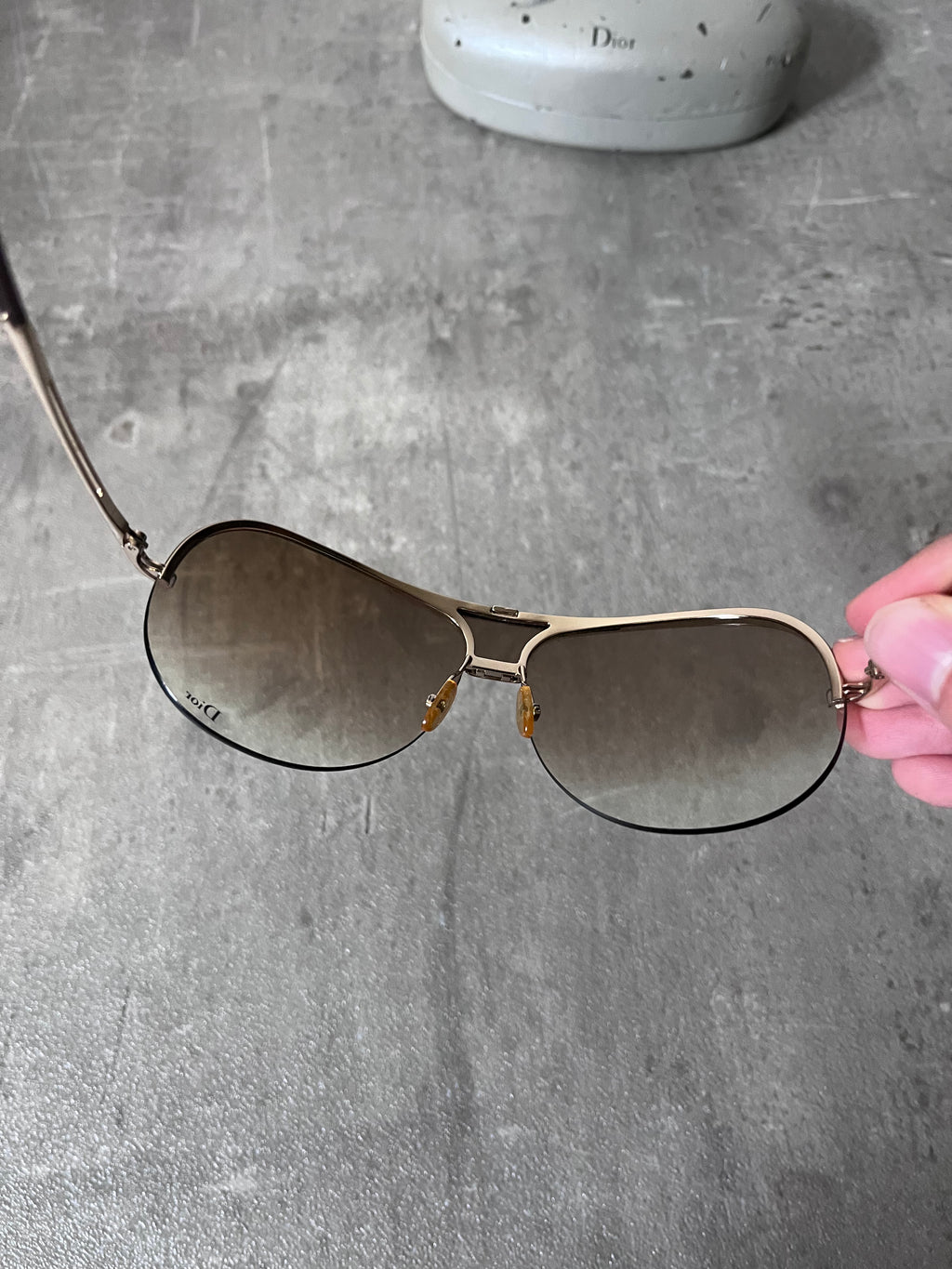 2000s Christian Dior 6LBUB 2 by John Galliano Oversized Sunglasses Gold Unisex