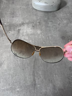 2000s Christian Dior 6LBUB 2 by John Galliano Oversized Sunglasses Gold Unisex
