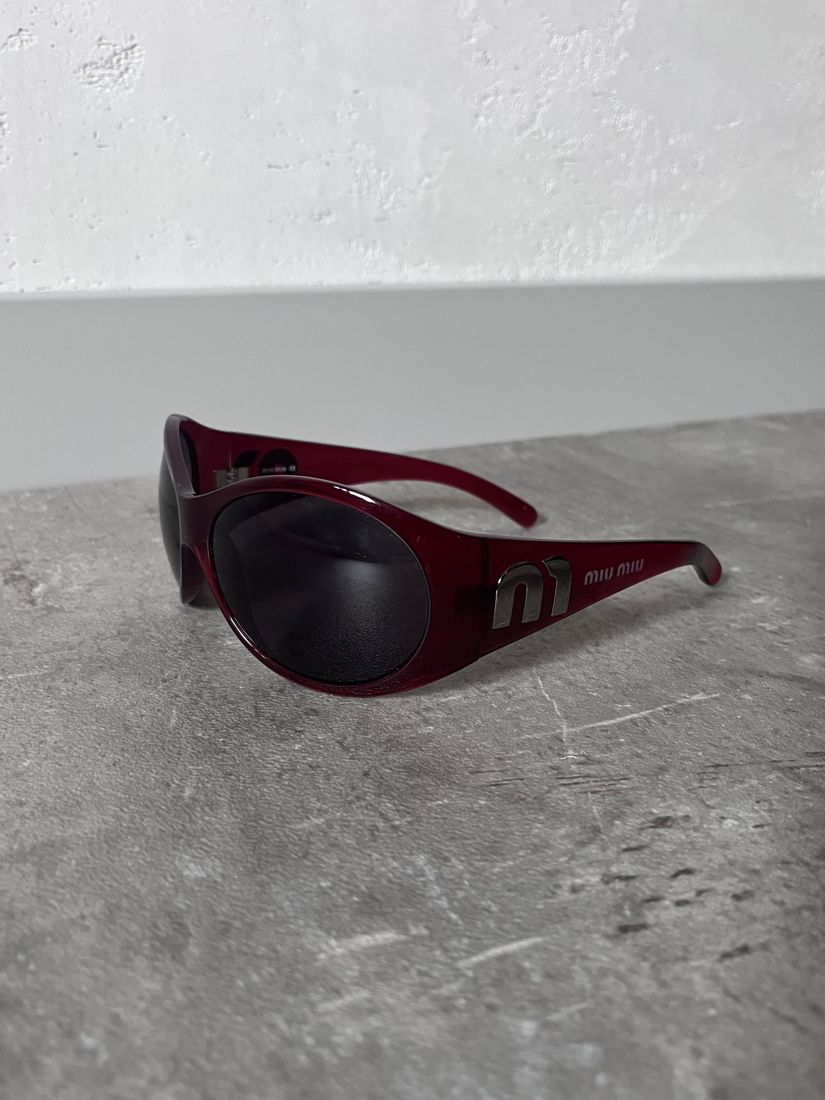 2005 Miu Miu Vintage Sunglasses Red Unisex