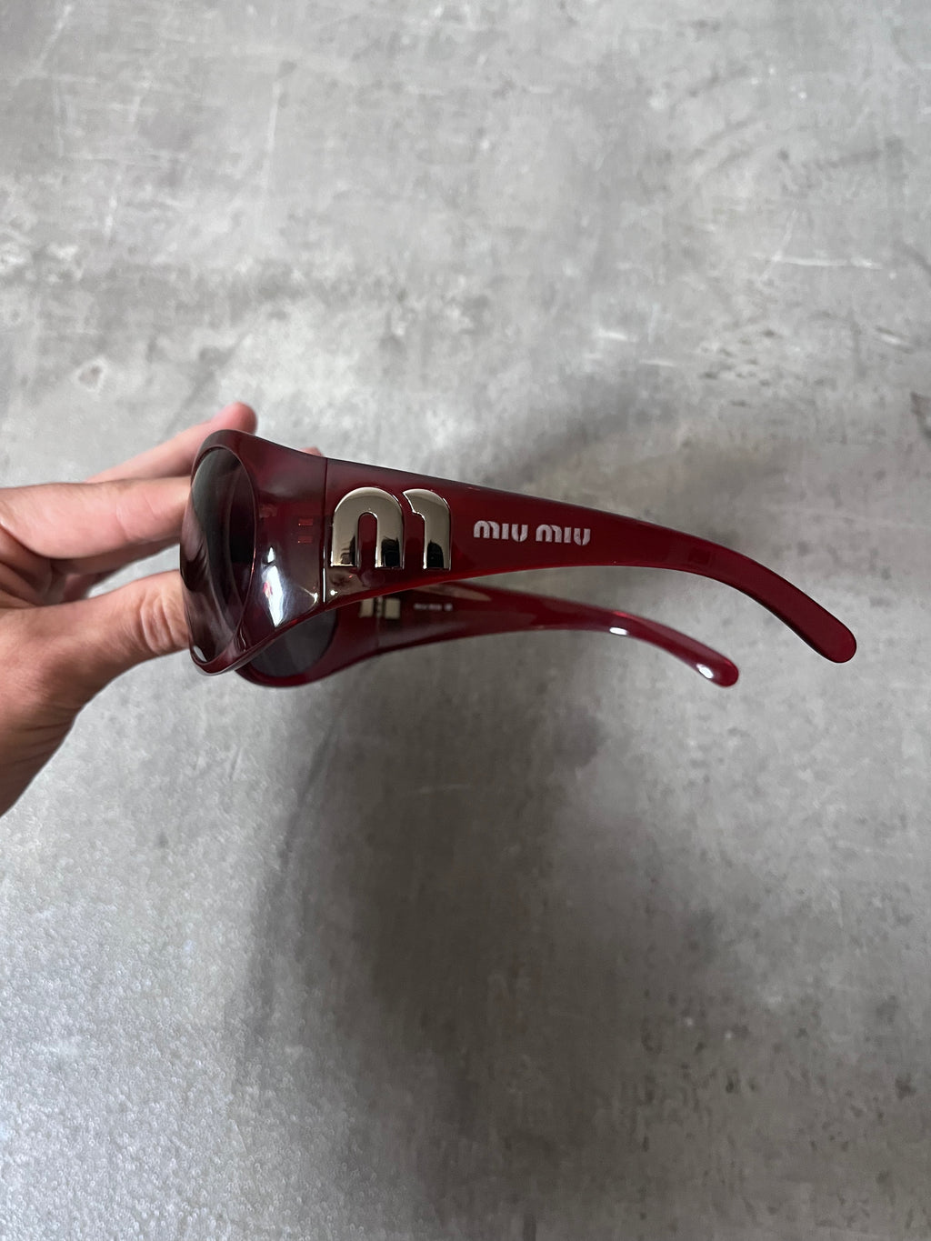 2005 Miu Miu Vintage Sunglasses Red Unisex