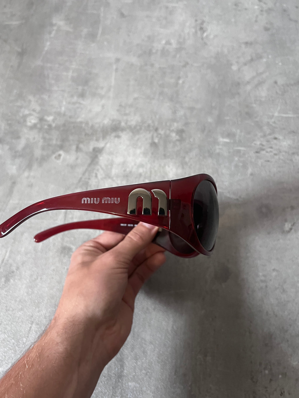 2005 Miu Miu Vintage Sunglasses Red Unisex