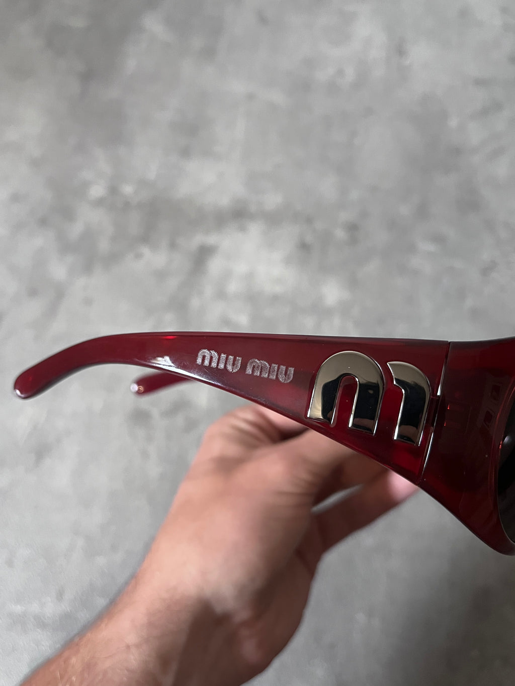 2005 Miu Miu Vintage Sunglasses Red Unisex