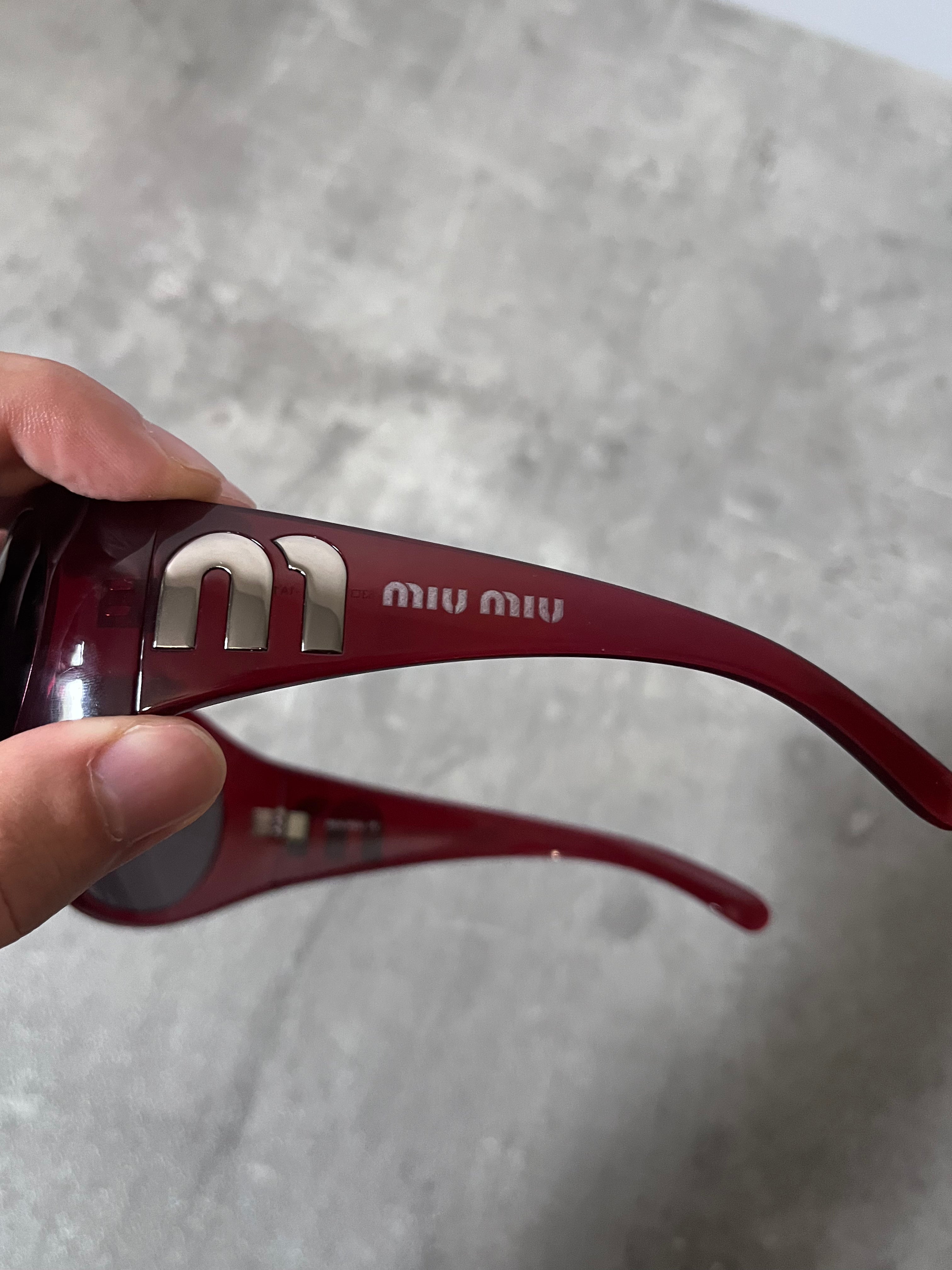 2005 Miu Miu Vintage Sunglasses Red Unisex