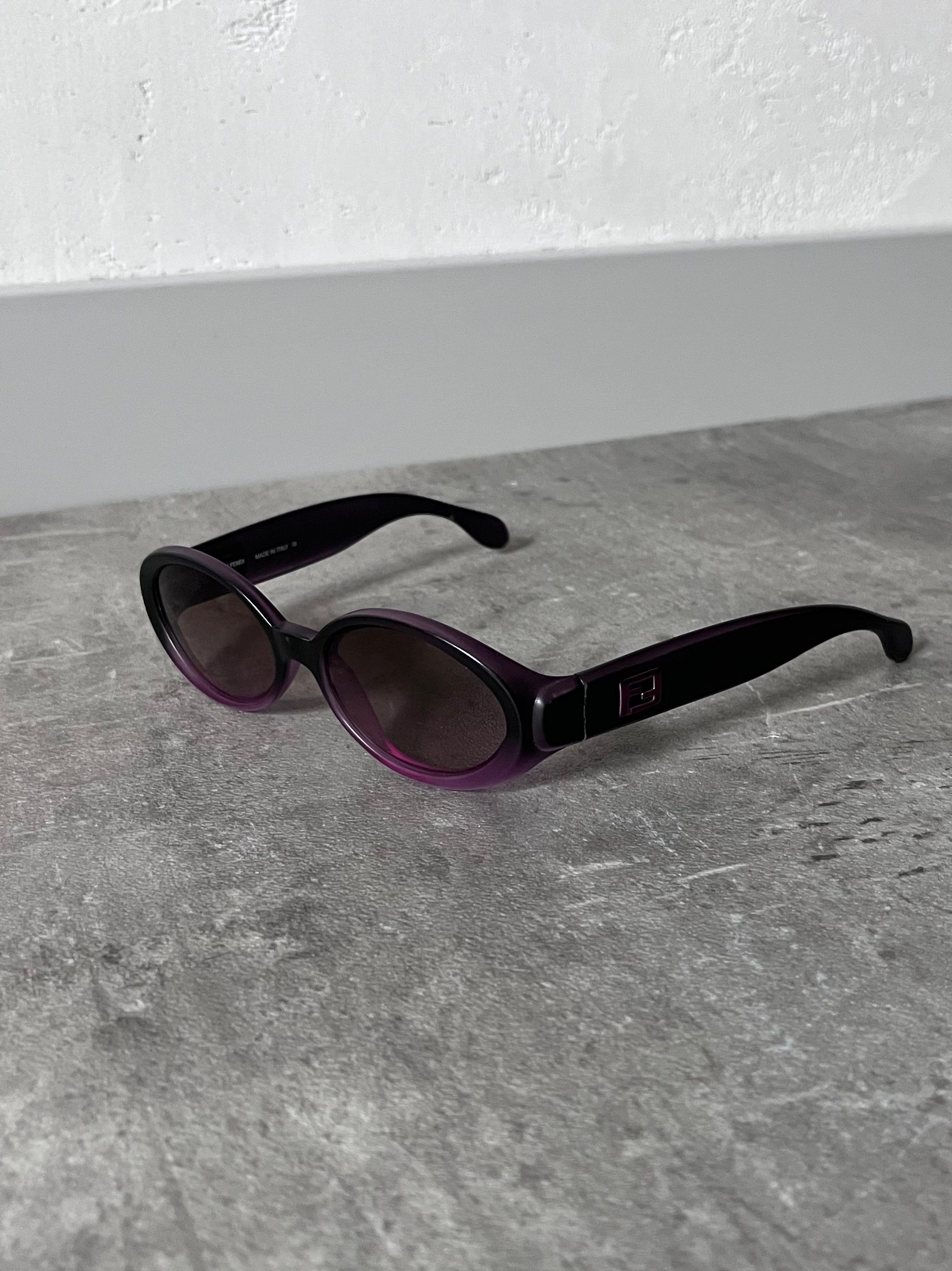 90s Fendi SL 7650 Vintage Narrow Sunglasses Purple Black Women