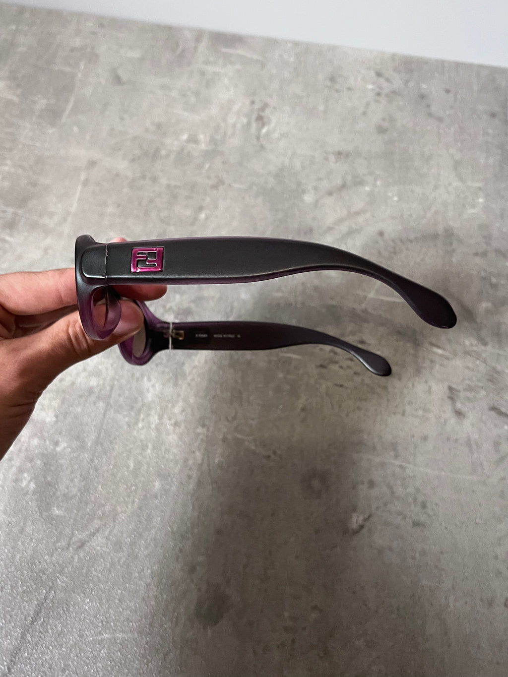 90s Fendi SL 7650 Vintage Narrow Sunglasses Purple Black Women