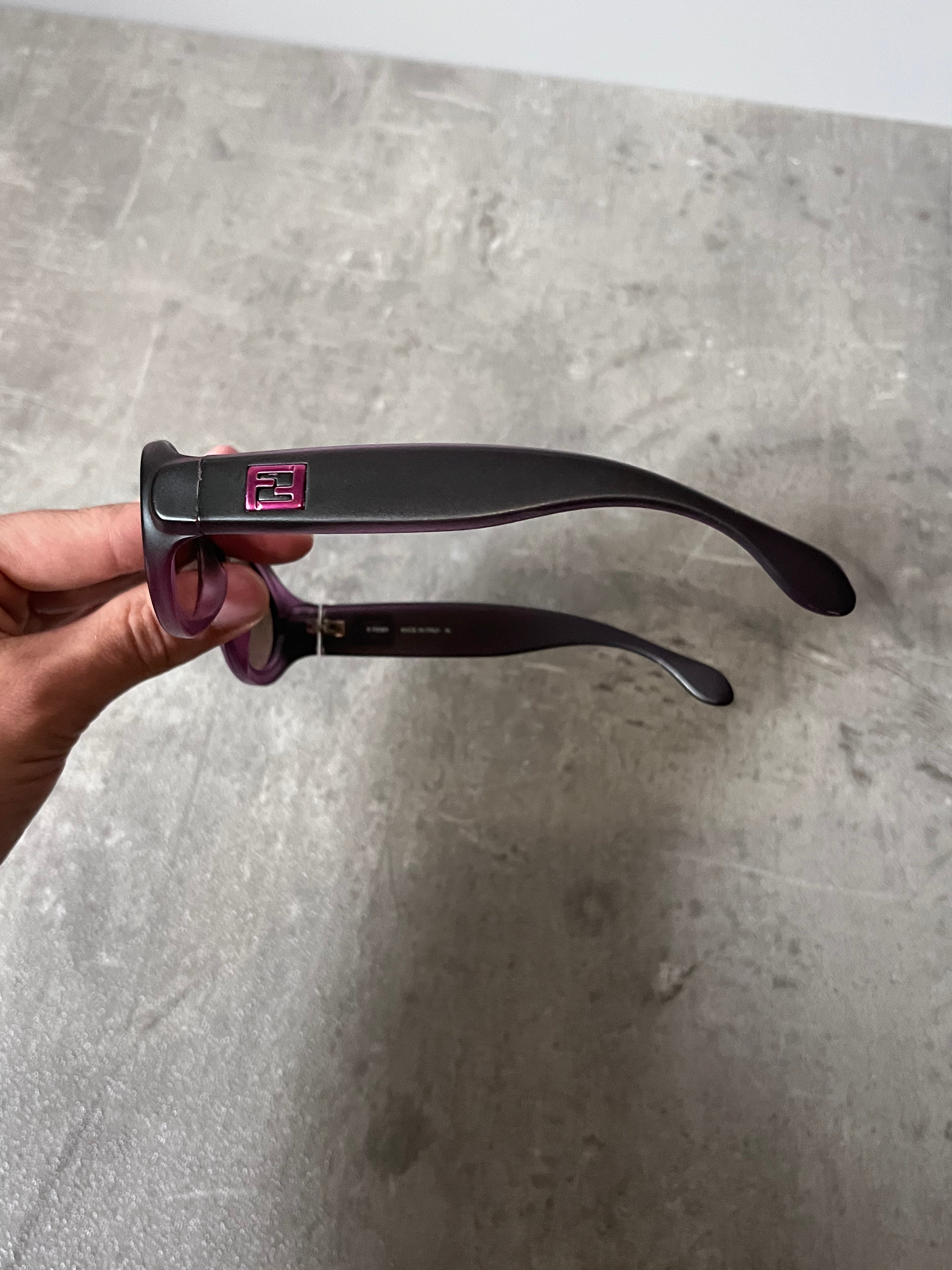 90s Fendi SL 7650 Vintage Narrow Sunglasses Purple Black Women