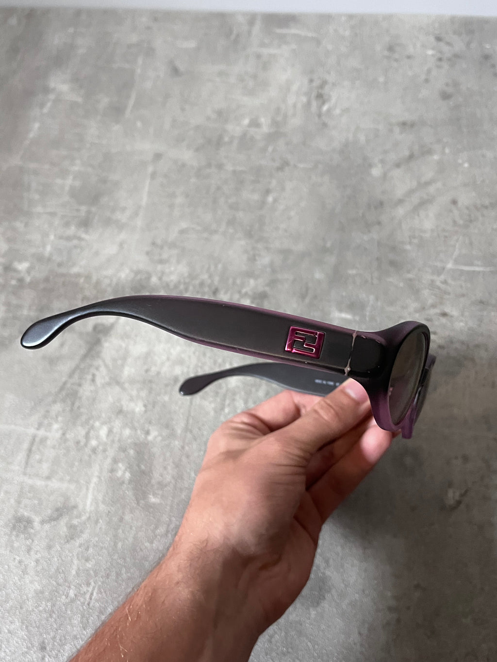 90s Fendi SL 7650 Vintage Narrow Sunglasses Purple Black Women