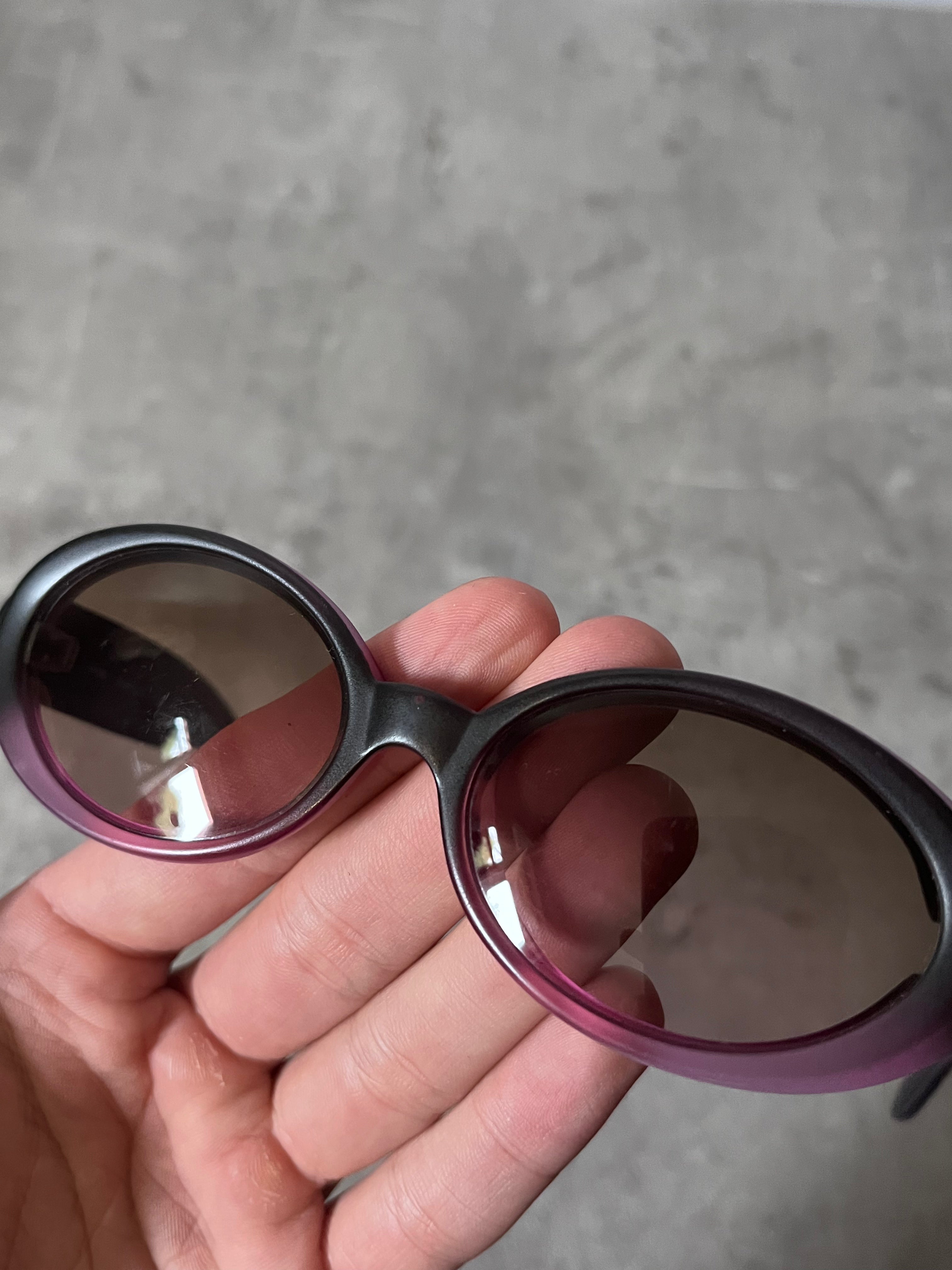 90s Fendi SL 7650 Vintage Narrow Sunglasses Purple Black Women