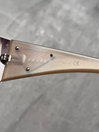 2010 Prada SPR57L Triangle Logo Shield Sunglasses Silver Light Gold Unisex