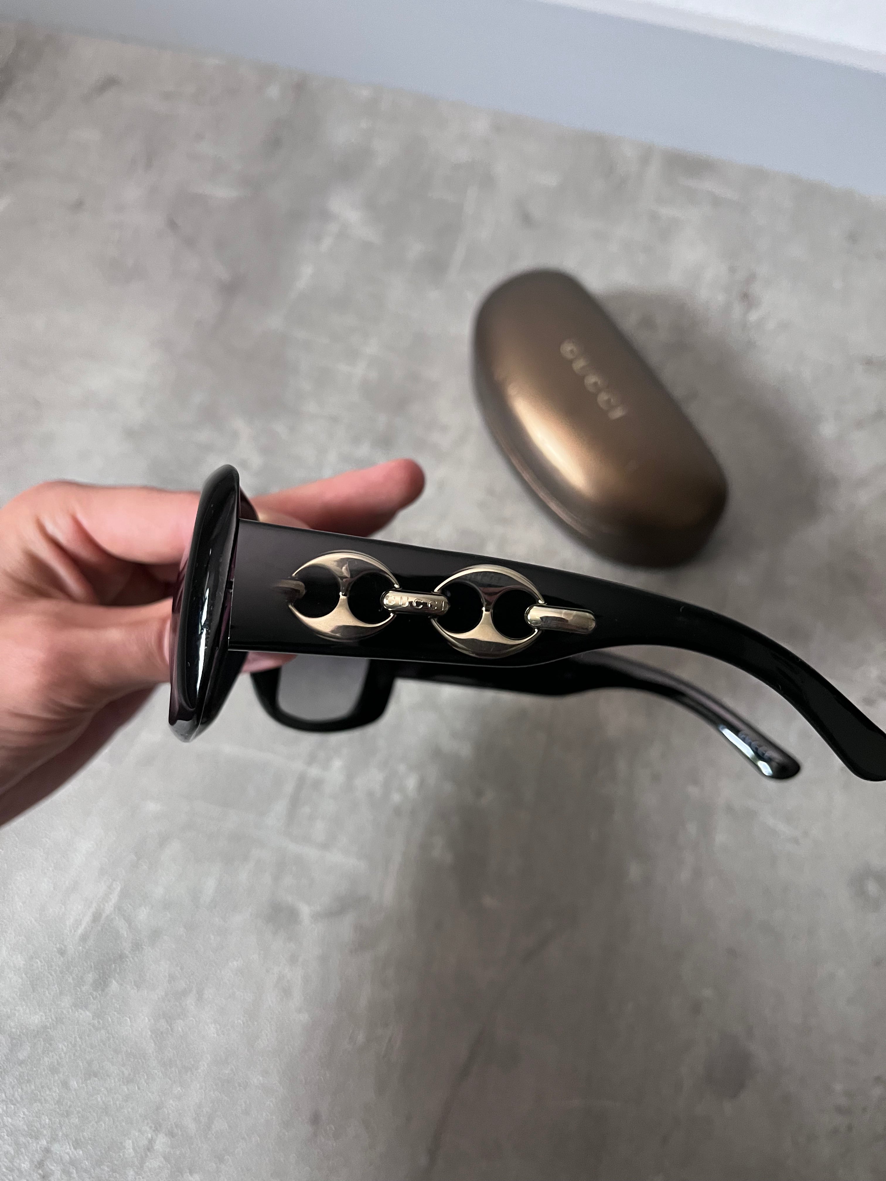 Gucci GG 3062/S Metal Link Frame Sunglasses Black Women
