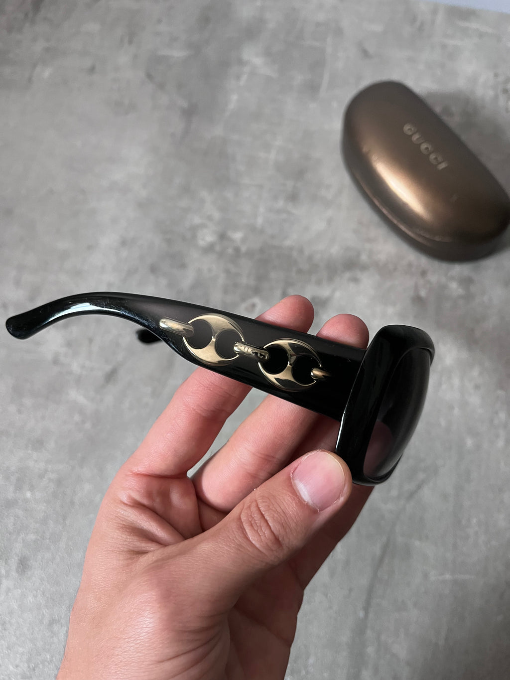 Gucci GG 3062/S Metal Link Frame Sunglasses Black Women
