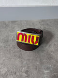 Miu Miu Vintage Big Logo Leather Belt Brown Yellow Women - 80