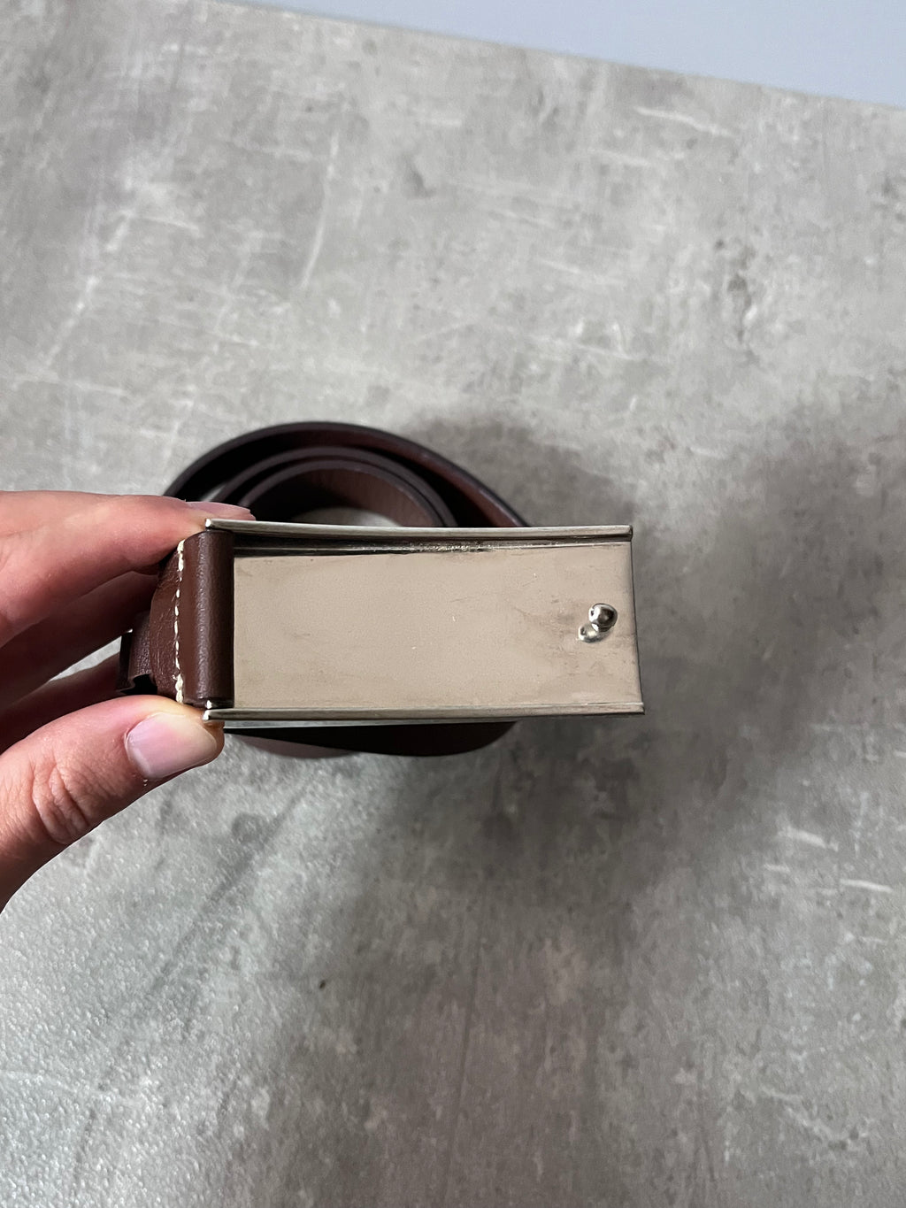 Miu Miu Vintage Big Logo Leather Belt Brown Yellow Women - 80