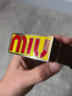 Miu Miu Vintage Big Logo Leather Belt Brown Yellow Women - 80