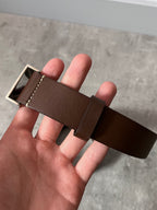 Miu Miu Vintage Big Logo Leather Belt Brown Yellow Women - 80