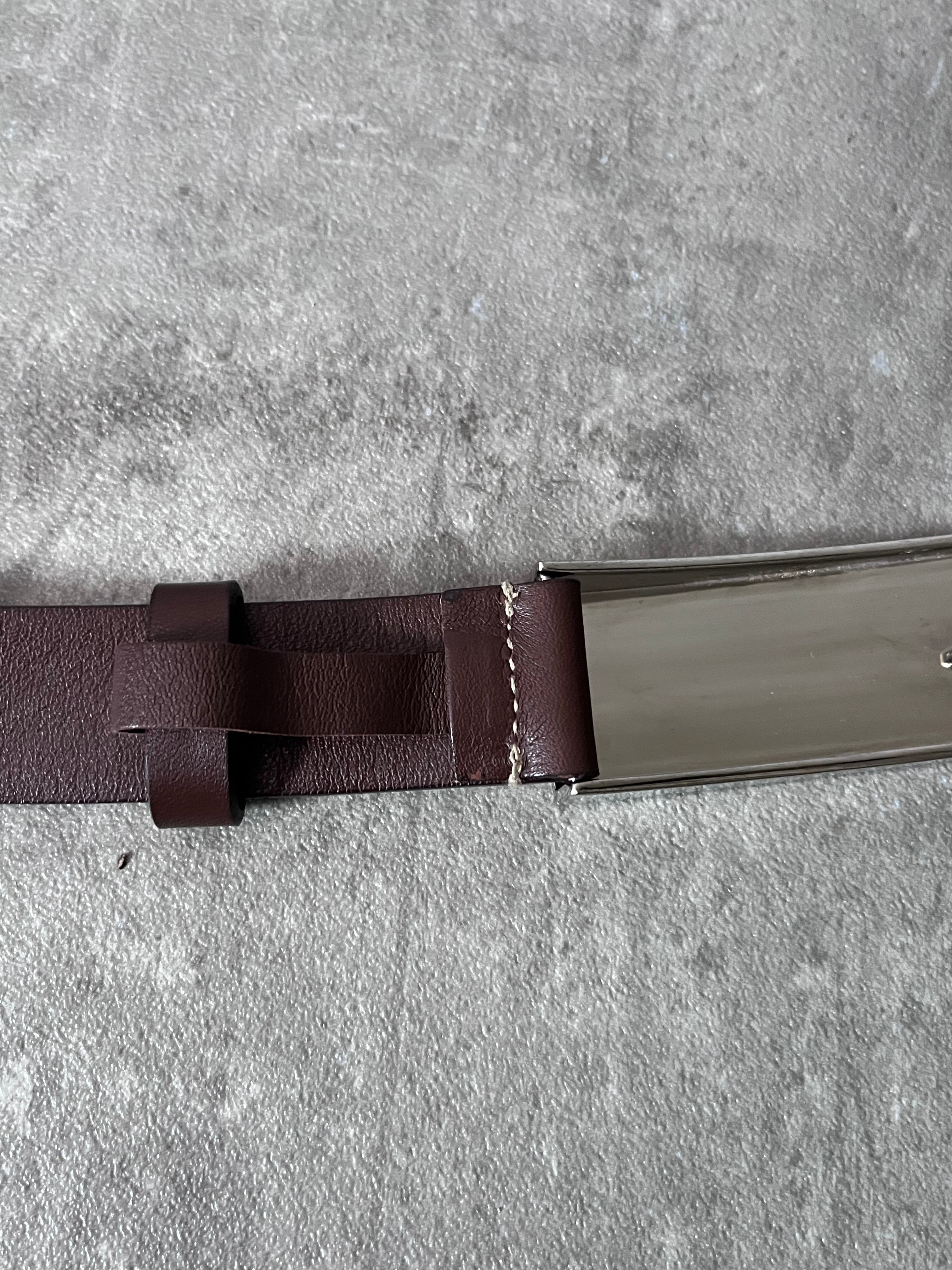 Miu Miu Vintage Big Logo Leather Belt Brown Yellow Women - 80