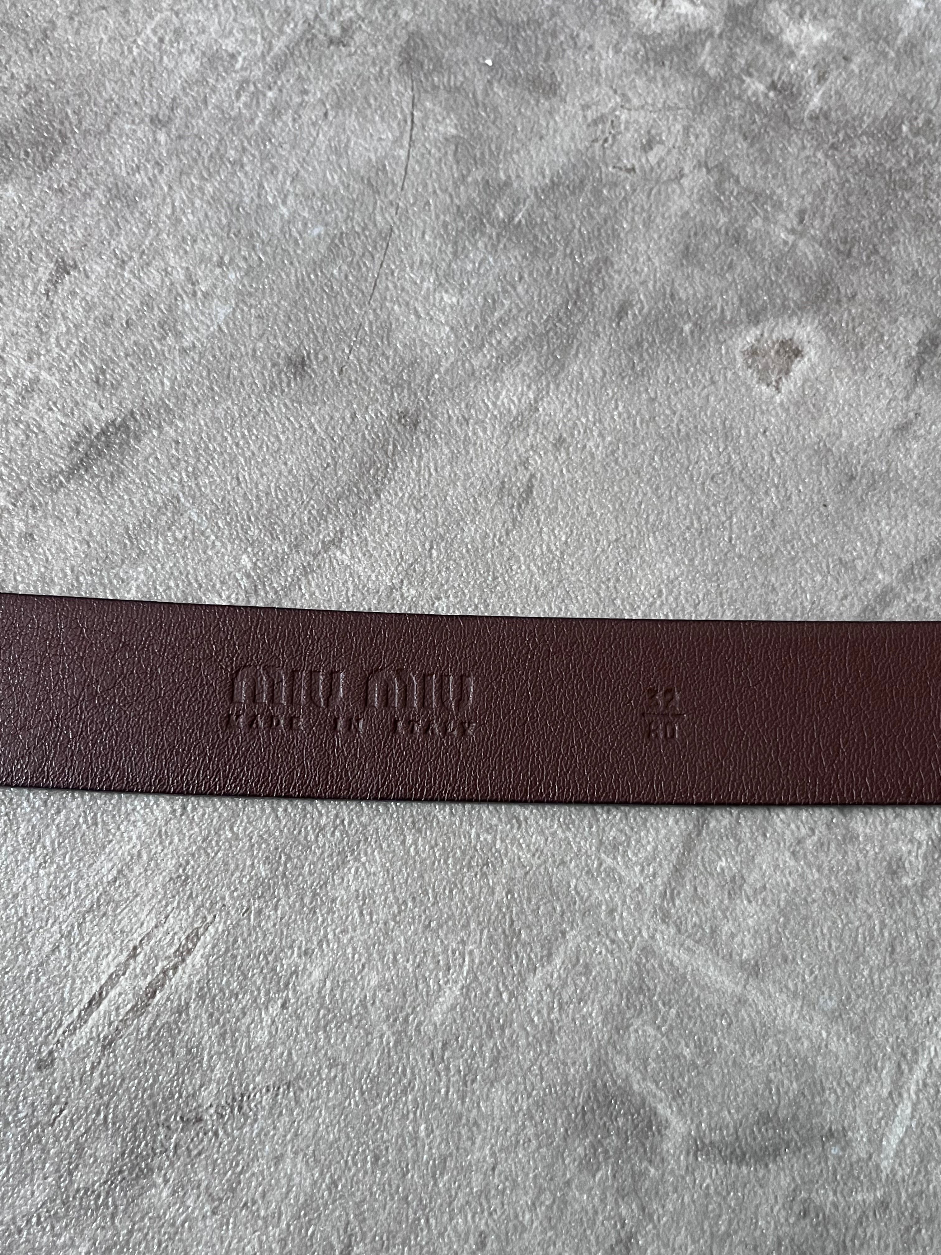 Miu Miu Vintage Big Logo Leather Belt Brown Yellow Women - 80