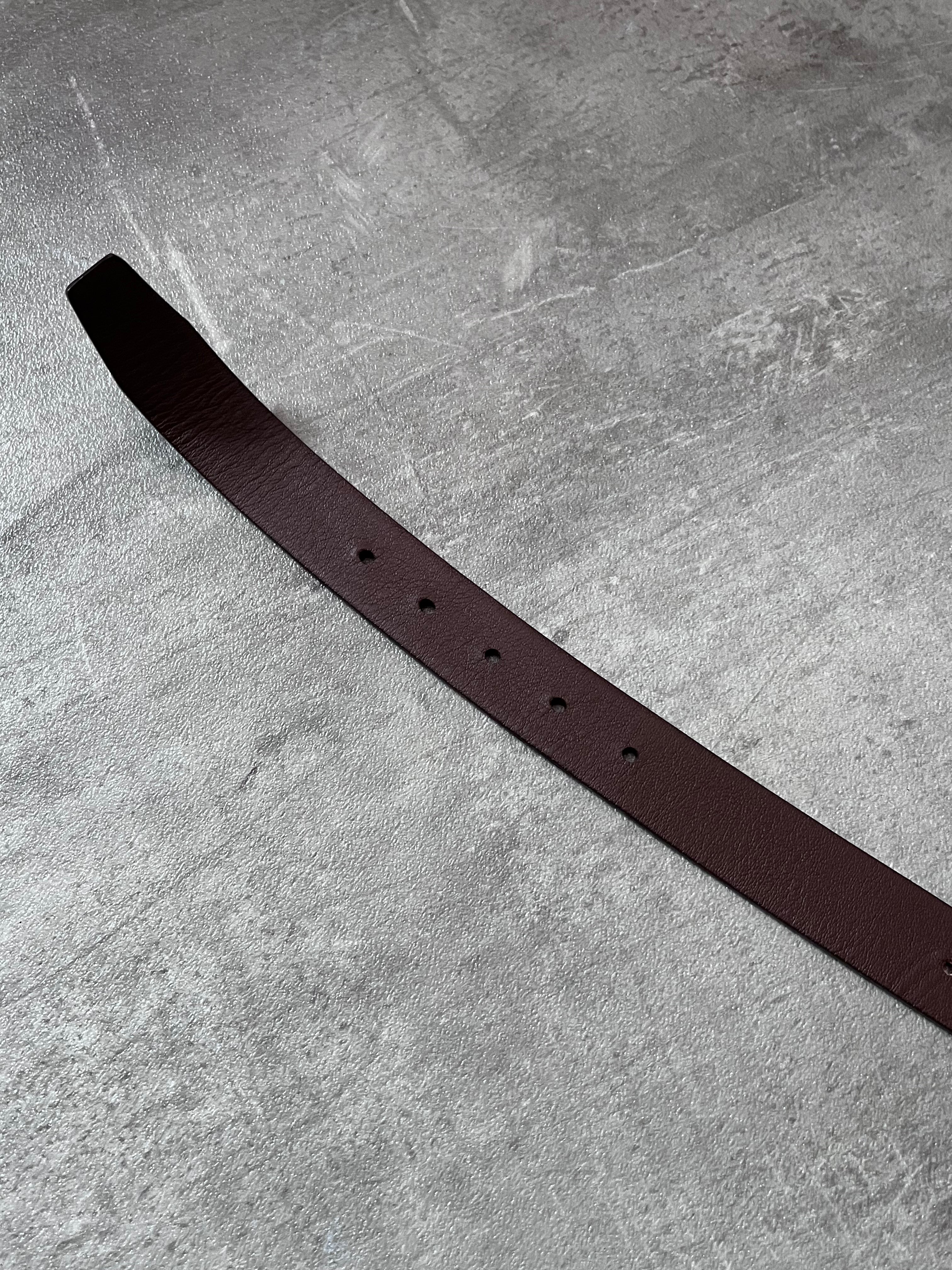 Miu Miu Vintage Big Logo Leather Belt Brown Yellow Women - 80