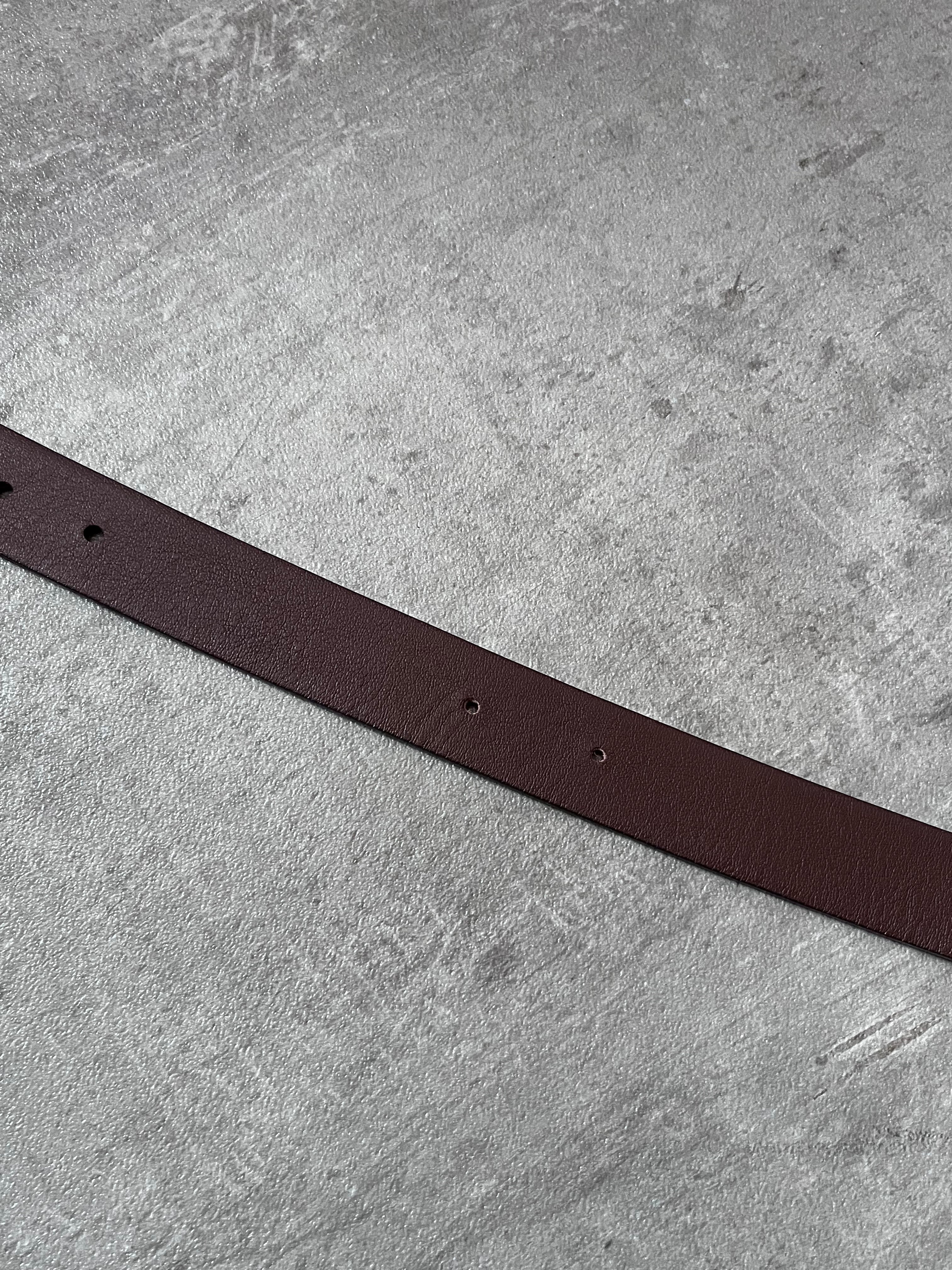 Miu Miu Vintage Big Logo Leather Belt Brown Yellow Women - 80