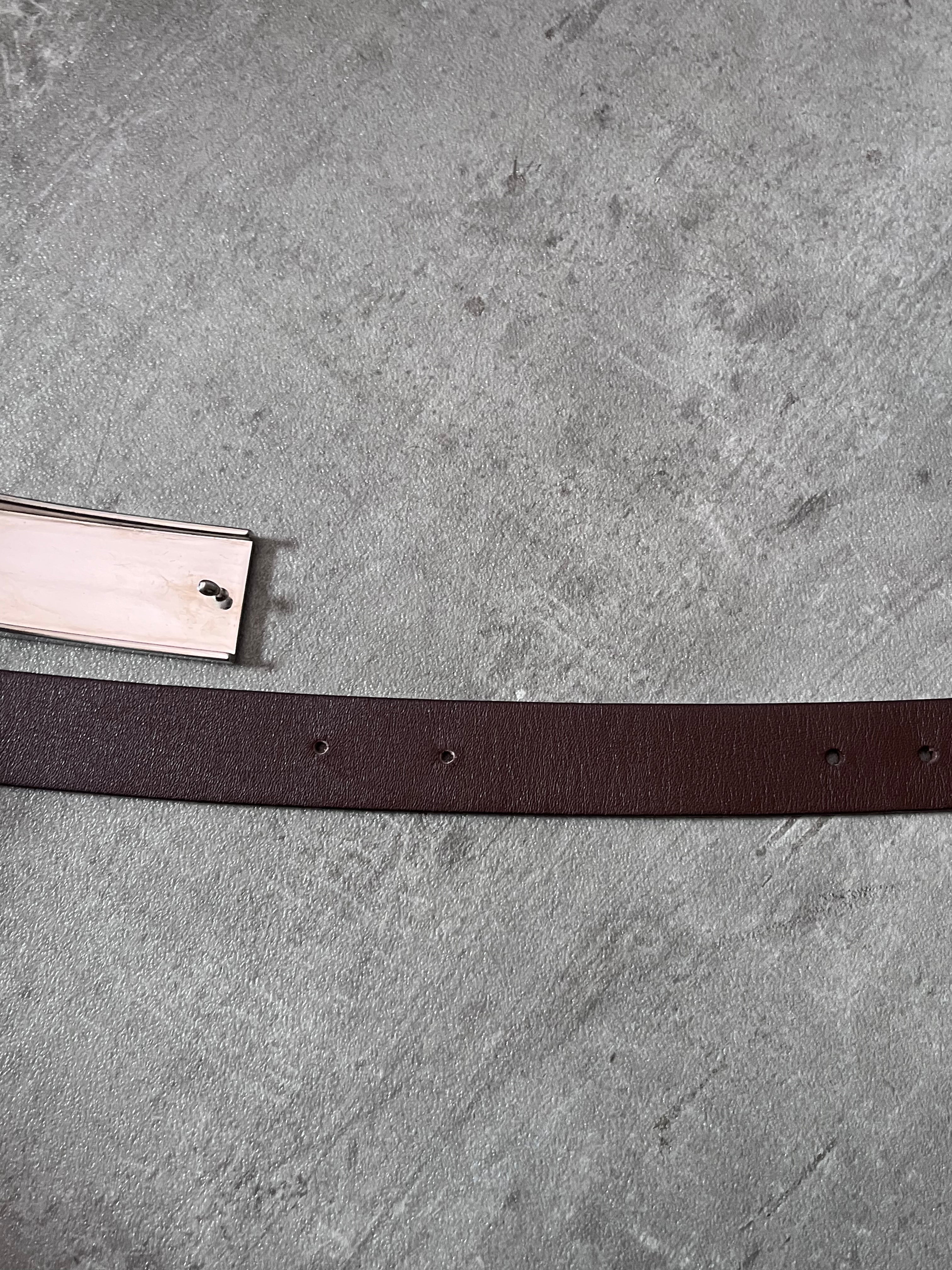 Miu Miu Vintage Big Logo Leather Belt Brown Yellow Women - 80