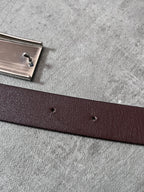 Miu Miu Vintage Big Logo Leather Belt Brown Yellow Women - 80