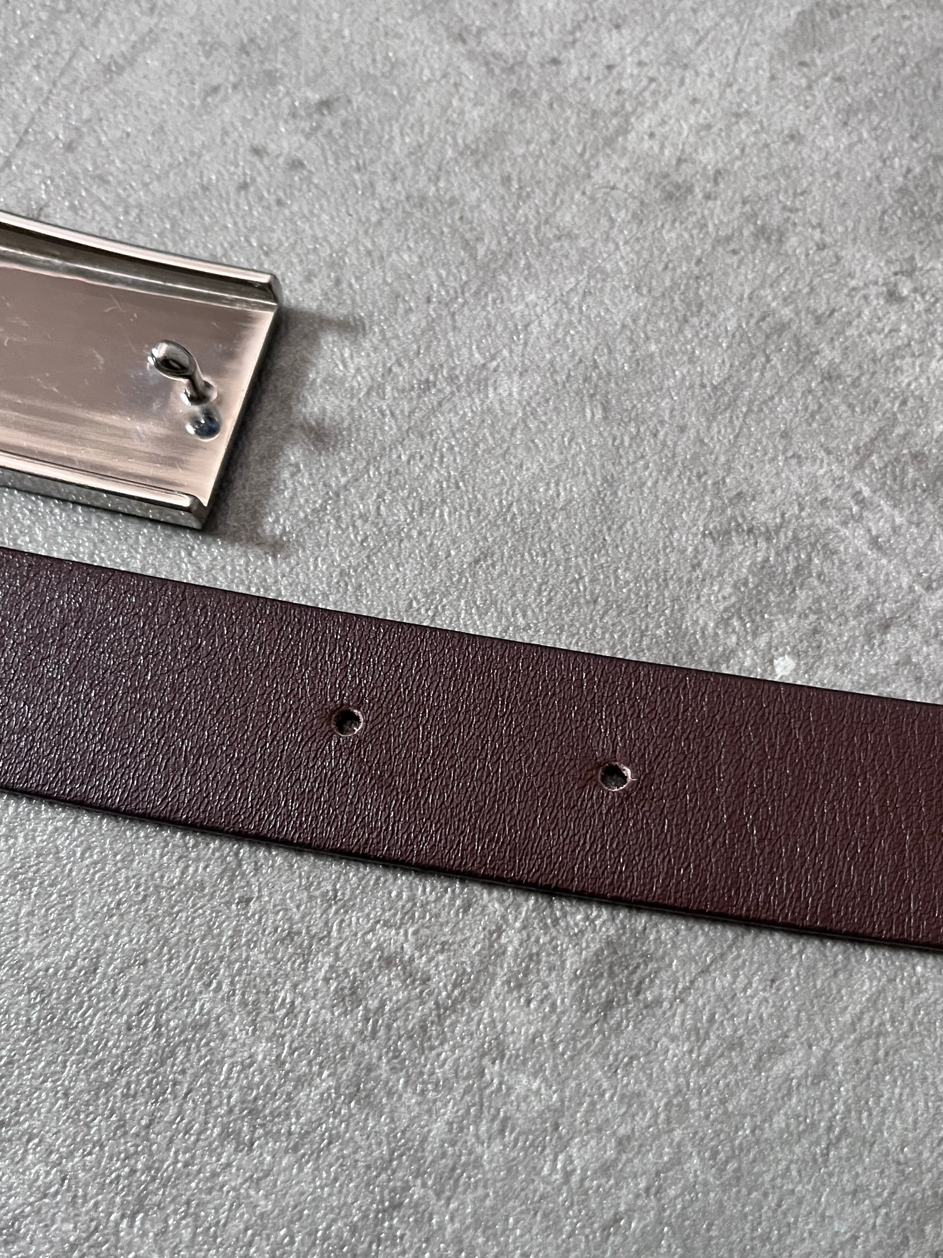 Miu Miu Vintage Big Logo Leather Belt Brown Yellow Women - 80