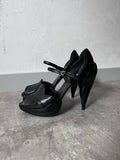 F/W 2008 Miu Miu Leather Sculpted Mary Jane Platform Pumps Heel Black Women - 37