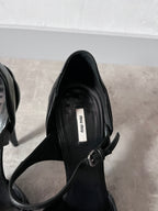 F/W 2008 Miu Miu Leather Sculpted Mary Jane Platform Pumps Heel Black Women - 37