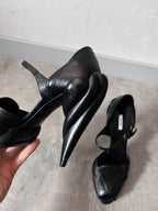F/W 2008 Miu Miu Leather Sculpted Mary Jane Platform Pumps Heel Black Women - 37