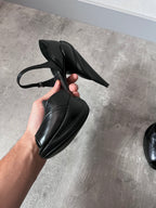 F/W 2008 Miu Miu Leather Sculpted Mary Jane Platform Pumps Heel Black Women - 37