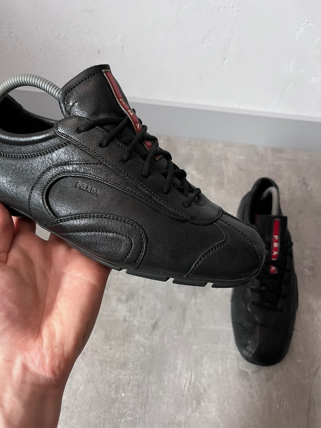 2000s Prada Sport Monte Carlo Leather Low Shoes Black Men - 41